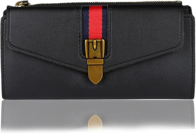 

iSweven Girls Black Artificial Leather Wallet(10 Card Slots)