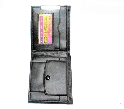 MK Boys Black Artificial Leather Wallet, Brown;silver