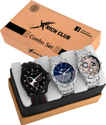 

Rich Club Combo Of Three Metallic And Leather Super Quality Hybrid Watch - For Men
