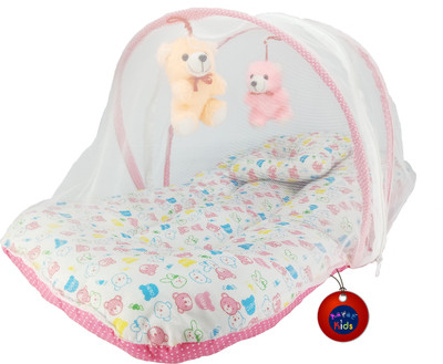 

Aayat Kids International Premium Pink Teddy Printed Premium Skin Friendly Well Cushioned with Hanging Toys 02 Baby Bed Crib(Fabric, Multicolor)