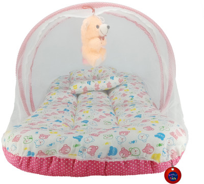 

Aayat Kids International Premium Pink Teddy Printed Premium Skin Friendly Well Cushioned with Hanging Toys 03 Baby Bed Crib(Fabric, Multicolor)