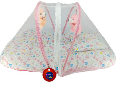 

Aayat Kids International Premium Pink Teddy Printed Premium Skin Friendly Well Cushioned with Hanging Toys 01 Baby Bed Crib(Fabric, Multicolor)