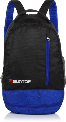 

Suntop Air One 20 Litres Lightweight Backpack Bag with Shoe Compartment for Casual/Gym | Outdoor Travel Backpack For Hiking Camping 20 L Backpack(Black, Blue), Black & indigo blue