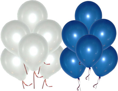 Ishant Creation Solid balloon68 Balloon(White, Blue, Pack of 50)