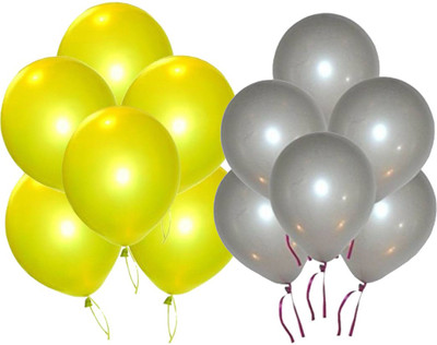 Ishant Creation Solid balloon149 Balloon(Yellow, Silver, Pack of 50)