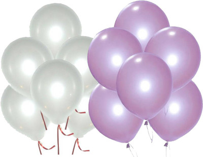 Ishant Creation Solid balloon89 Balloon(White, Purple, Pack of 50)