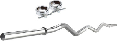 

FACTO POWER 3 Feet Long, with Rod Locks Curl Bar(Silver)