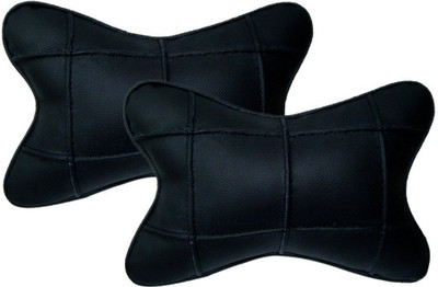 

lowrence Black Leatherite Car Pillow Cushion for Universal For Car(Contemporary, Pack of 2)