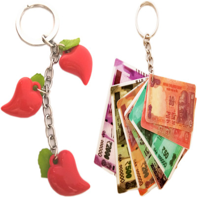 MGP FASHION red heart and new currency combo key chain Key Chain(Multicolor)
