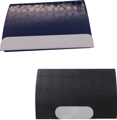 

Printmystic.com 10 Card Holder(Set of 2, Silver, Black)