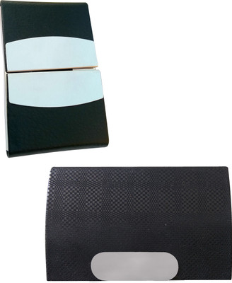 

Printmystic.com 10 Card Holder(Set of 2, Silver, Black)