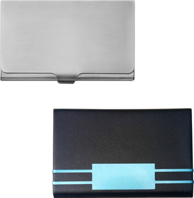 

Printmystic.com 10 Card Holder(Set of 2, Silver, Black)