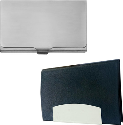 

Printmystic.com 10 Card Holder(Set of 2, Silver, Black)
