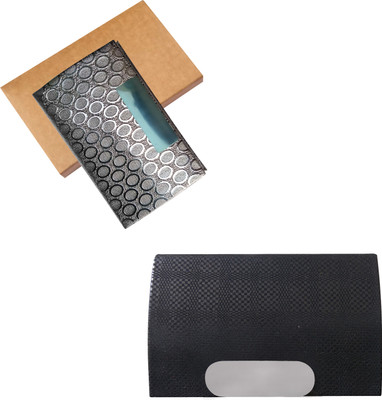 

Printmystic.com 10 Card Holder(Set of 2, Silver, Black)