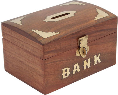 

Desi Karigar Rectangular Money Bank / Piggy Bank Coin Bank(Brown)