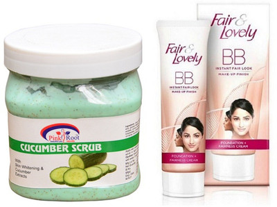 

Pink Root CUCUMBER CREAM 500ML with FAIR & LOVELY BB INSTANT FAIR LOOK CREAM 40G(Set of 2)