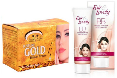 

Pink Root GOLD BLEACH 250G with FAIR & LOVELY BB INSTANT FAIR LOOK CREAM 40g(Set of 2)