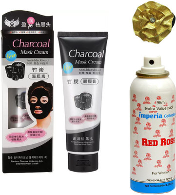 

Charcoal Bamboo Face Mask, Deodorant for Women and Band(Set of 3)