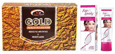 

Pink Root GOLD KIT MINI 83G with FAIR & LOVELY ADVANCED MULTI VITAMIN CREAM 80g(Set of 2)
