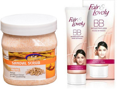 

Pink Root SANDAL SCRUB 500ML with FAIR & LOVELY BB INSTANT FAIR LOOK CREAM 40G(Set of 2)