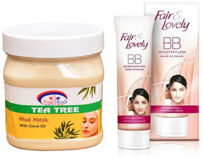 

Pink Root TEA TREE MASK 500ML with FAIR & LOVELY BB INSTANT FAIR LOOK CREAM 40G(Set of 2)