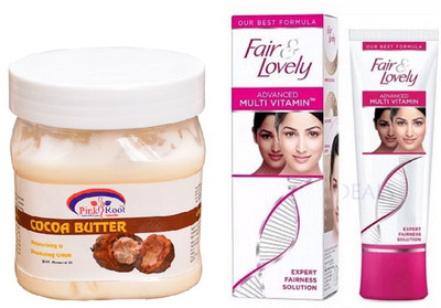 

Pink Root COCOA BUTTER CREAM 500ML with FAIR & LOVELY ADVANCED MULTI VITAMIN CREAM 80G(Set of 2)