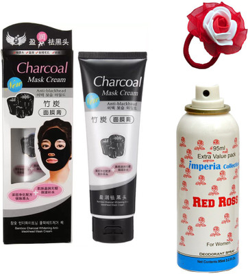 

Charcoal Bamboo Face Mask, Deodorant for Women and Band(Set of 3)