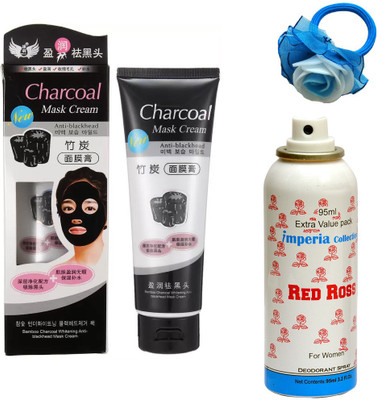 

Charcoal Bamboo Face Mask, Deodorant for Women and Band(Set of 3)