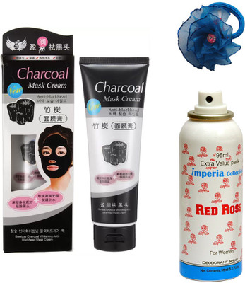 

Charcoal Bamboo Face Mask, Deodorant for Women and Band(Set of 3)