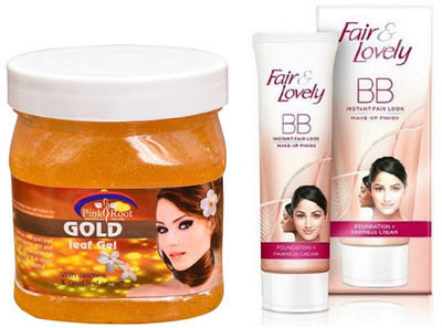 

Pink Root GOLD LEAF GEL 500ML with FAIR & LOVELY BB INSTANT FAIR LOOK CREAM 40G(Set of 2)