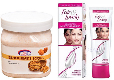 

Pink Root BLACKHEAD SCRUB 500ML with FAIR & LOVELY ADVANCED MULTI VITAMIN CREAM 80G(Set of 2)