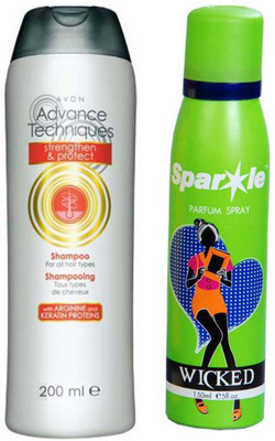

Avon Anew anti hairfall shampoo 200 ml With one sparkle perfume spray 150 ml(Set of 2)