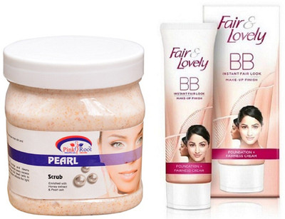 

Pink Root PERAL SCRUB 500ML with FAIR & LOVELY BB INSTANT FAIR LOOK CREAM 40G(Set of 2)
