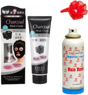 

Charcoal Bamboo Face Mask, Deodorant for Women and Band(Set of 3)