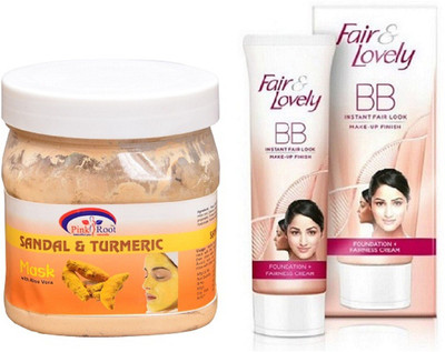 

Pink Root SANDAL & TURMERIC MASK 500ML with FAIR & LOVELY BB INSTANT FAIR LOOK CREAM 40G(Set of 2)