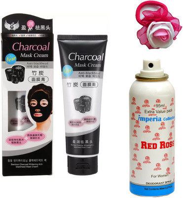 

Charcoal Bamboo Face Mask, Deodorant for Women and Band(Set of 3)