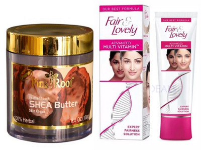 

Pink Root SHEA BUTTER CREAM 100G with FAIR & LOVELY ADVANCED MULTI VITAMIN CREAM 80g(Set of 2)