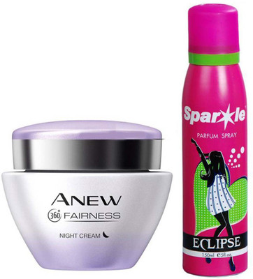 

Avon Anew Fairness Night Cream 50 g With one sparkle perfume spray 150 ml(Set of 2)
