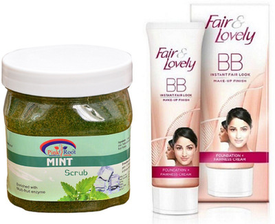 

Pink Root MINT GEL SCRUB 500ML with FAIR & LOVELY BB INSTANT FAIR LOOK CREAM 40G(Set of 2)