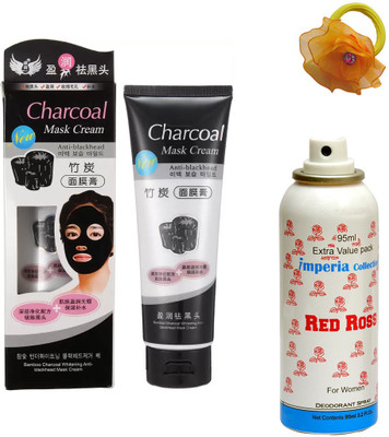

Charcoal Bamboo Face Mask, Deodorant for Women and Band(Set of 3)