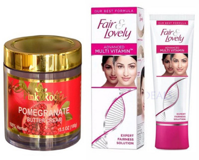 

Pink Root POMEGRANATE CREAM 100G with FAIR & LOVELY ADVANCED MULTI VITAMIN CREAM 80g(Set of 2)
