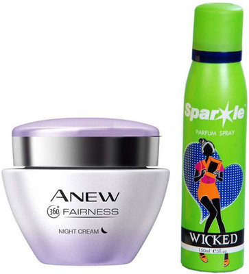 

Avon Anew Fairness Night Cream 50 g With one sparkle perfume spray 150 ml(Set of 2)