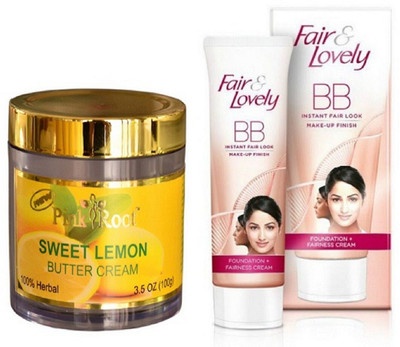 Pink Root SWEET LEMON SCRUB 100G with FAIR & LOVELY BB INSTANT FAIR LOOK CREAM 40g(Set of 2)