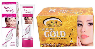 

Pink Root GOLD BLEACH 250G with FAIR & LOVELY ADVANCED MULTI VITAMIN CREAM 80g(Set of 2)