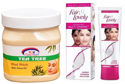 

Pink Root TEA TREE MASK 500ML with FAIR & LOVELY ADVANCED MULTI VITAMIN CREAM 80G(Set of 2)