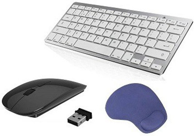 

techdeal Super Slim Wireless Portable keyboard & Black Mouse With Wrist Mousepad Combo Set