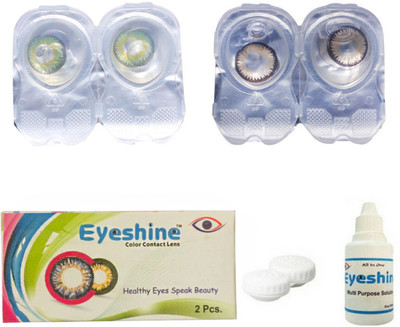 

Eyeshine Brown And Green Color Contact Lens 2 Pair With Case And Solution(0 Power) Monthly Contact Lens by T&r Lens Monthly Contact Lens(0, green, brown, Pack of 4)