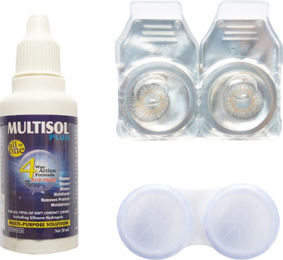 

Crystal Grey Color Contact lens with Case & Solution Monthly Contact Lens(0, Grey, Pack of 2)