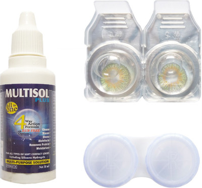 

Crystal Green Color Contact lens with Case & Solution Monthly Contact Lens(0, Green, Pack of 2)
