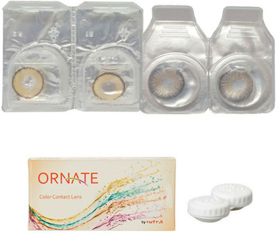 

ORNATE Hazel & Grey Colored Contact Lens 2 Pair with case (0 Power) Monthly Contact Lens(0, Hazel, Grey, Pack of 3)